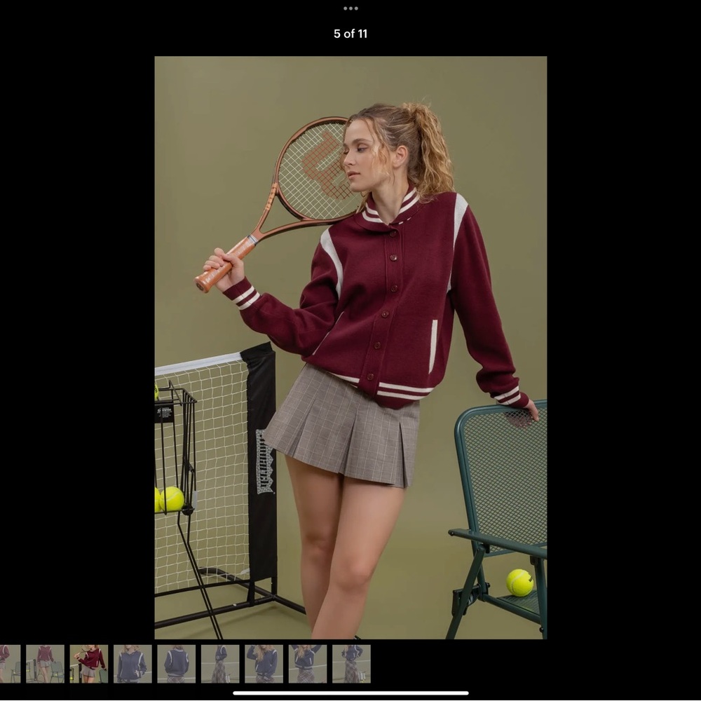 Button Down Varsity Bomber Sweater - image 4